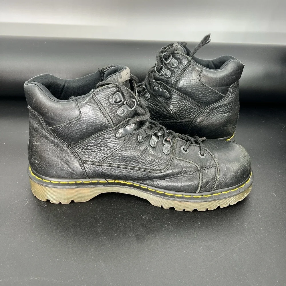 Dr Martens DMs Black Leather Mid Rise Work Biker‎ Boots 10962 Mens US 14